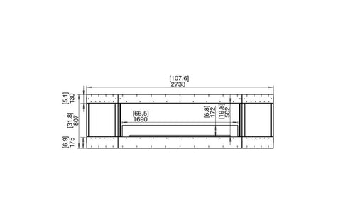 Ecosmart Fire Flex 104BY.BX2 Bay Fireplace Insert - Black Finish / Stainless Steel Burner - ESF.FX.104BY.BX2